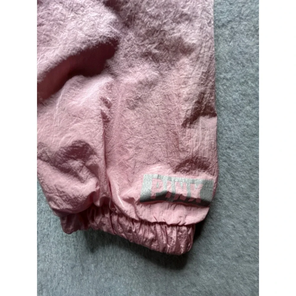 Pink Victoria's Secret Colorblock Windbreaker Jacket Pink White Hooded Medium